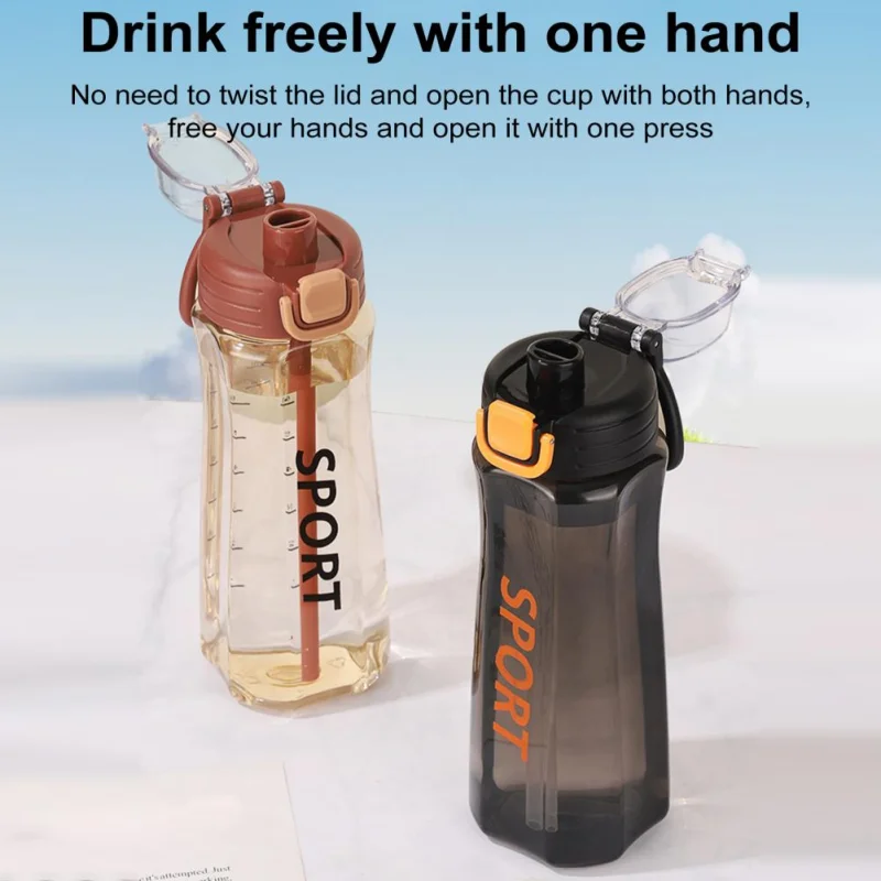 750Ml Simplicity Students Water Bottle One-Click Pop-Up Lid Outdoor Sports Bottle Leak-Proof One-Hand Operation Cup for Sports