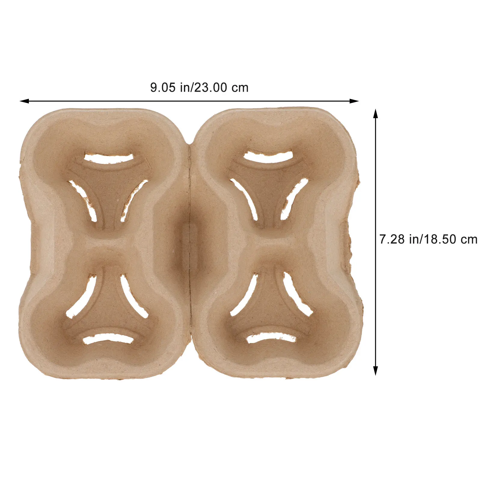20Pcs Yellow Degradable Paper Cup Holder Four Hole Coffee Cup Packing Tray Disposable Beverage Carrier for Takeout Milk Tea Shop
