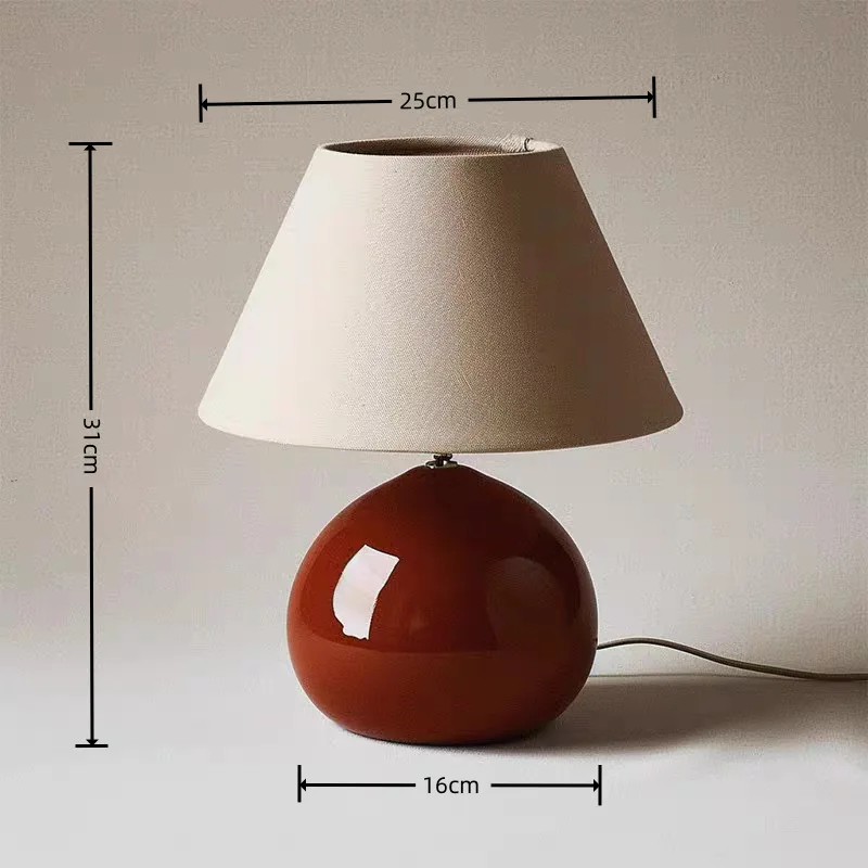 Cute chestnut ceramic retro minimalist bedroom atmosphere desktop lamp