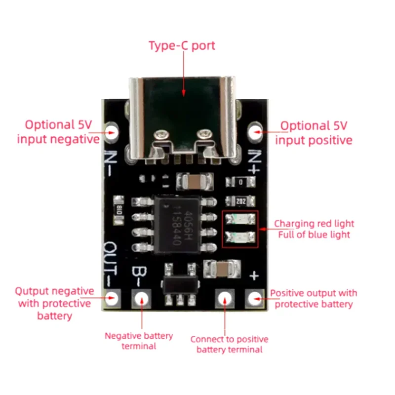 Type-C USB Ultra-Small Lithium Battery Charging Panel 1A Ternary Lithium Battery 3.7V 4.2V Charger Module With Protection Board
