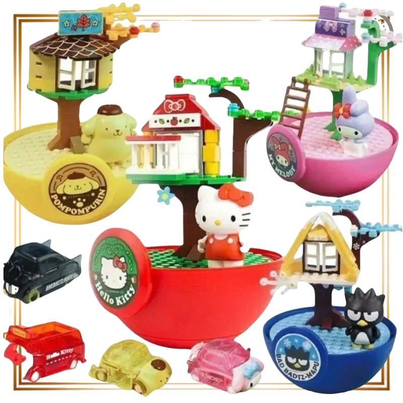 

MINISO Аутентичная игрушка Sanrio Hello Kitty, пудинг, собака, крутой пингвин, четыре сезона, дом, сцена, отскок, автомобильная головоломка, орнамент Gacha