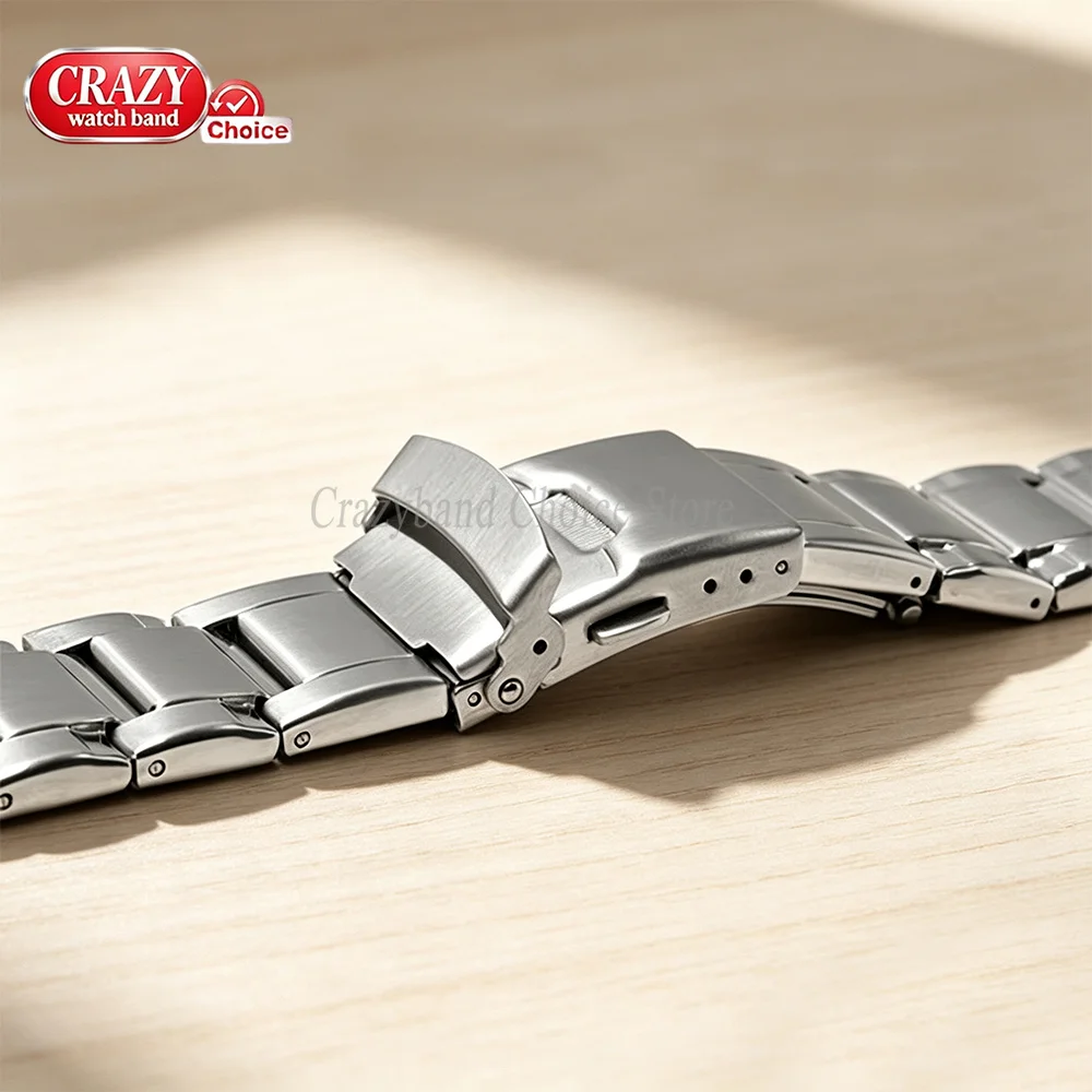 316L Massives Edelstahl-Uhrenarmband mit Faltschließe 18mm 20mm 22mm 24mm Doppelter Schmetterlings-Sicherheitsverschluss Uhrenzubehör Schwarz – Detail 6