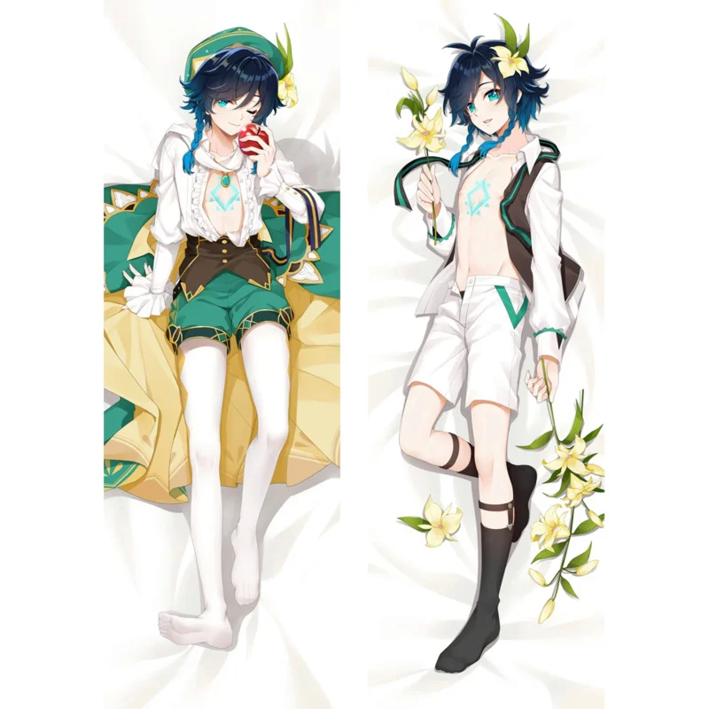 Game Genshin Impact Twenty Cosplay Pillow Case Dakimakura Peachskin Otaku 2-Side Hugging Body Throw Cushion Pillow Cover Case