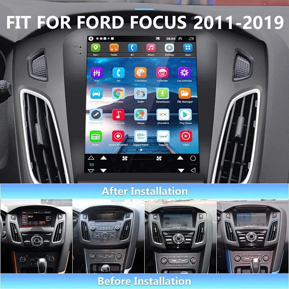 Android 12 9.7 ''Autoradio für Ford Focus 2011-2016 Auto Stereo GPS WLAN Carplay Multimedia-Player vertikaler Bildschirm Hifi DVD