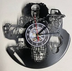 Halloween Horror movie Nightmare Vinyl Record Wall Clock Creative Retro 16 Colors LED Clocks Home Living Bed Room Decoration