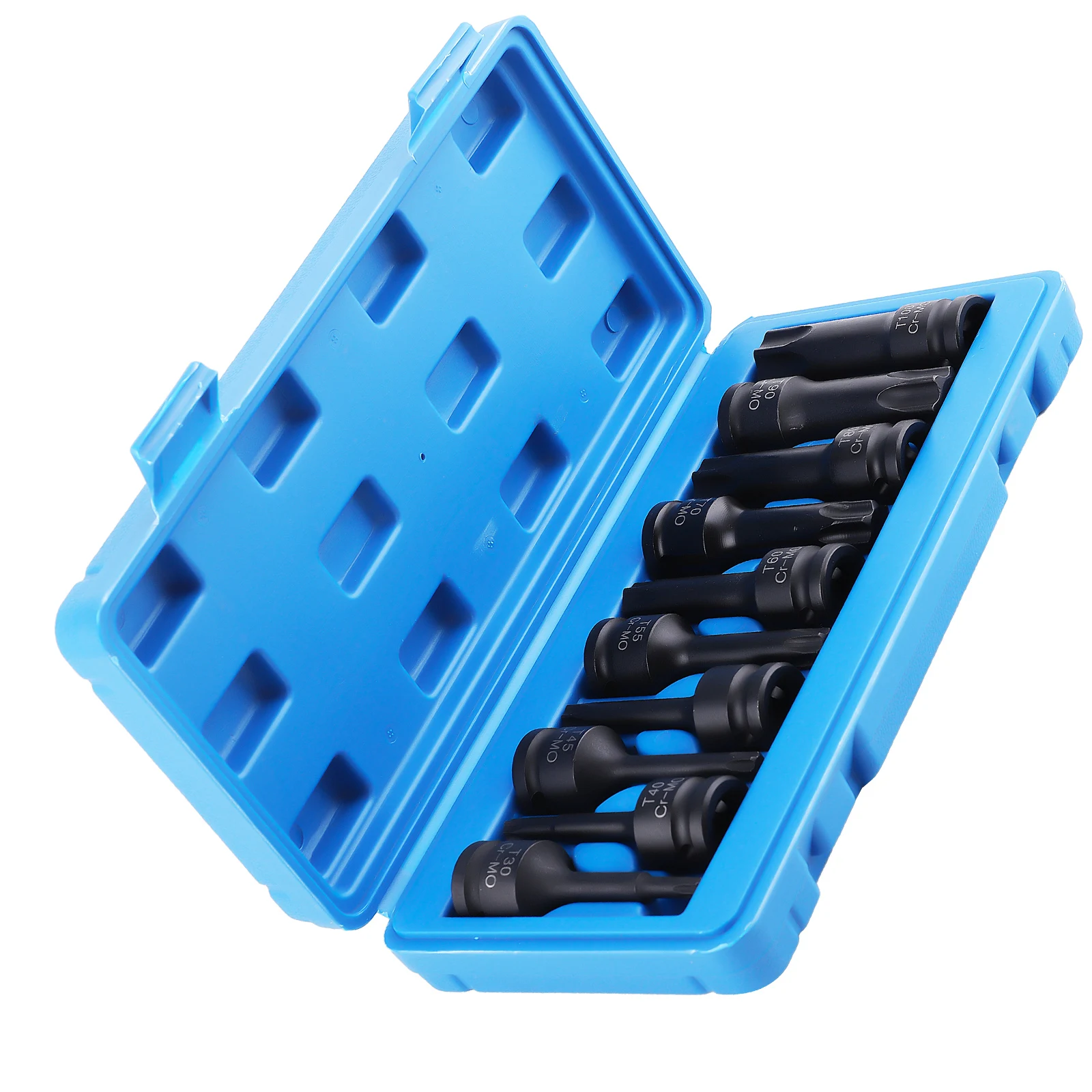 

Impact Grade Star Bit Socket Set 1/2" Drive 10PC T30-T100 3" Long W/Case