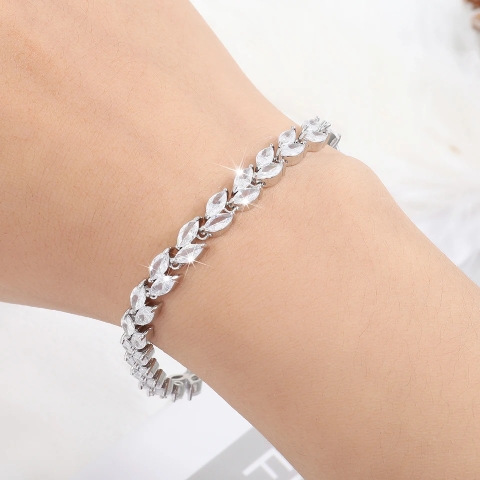 ZAKOL Shiny AAA Zircon Bracelet with Blessing Card Gorgeous Birthday Valentines Day Anniversary Jewelry Gifts For Women