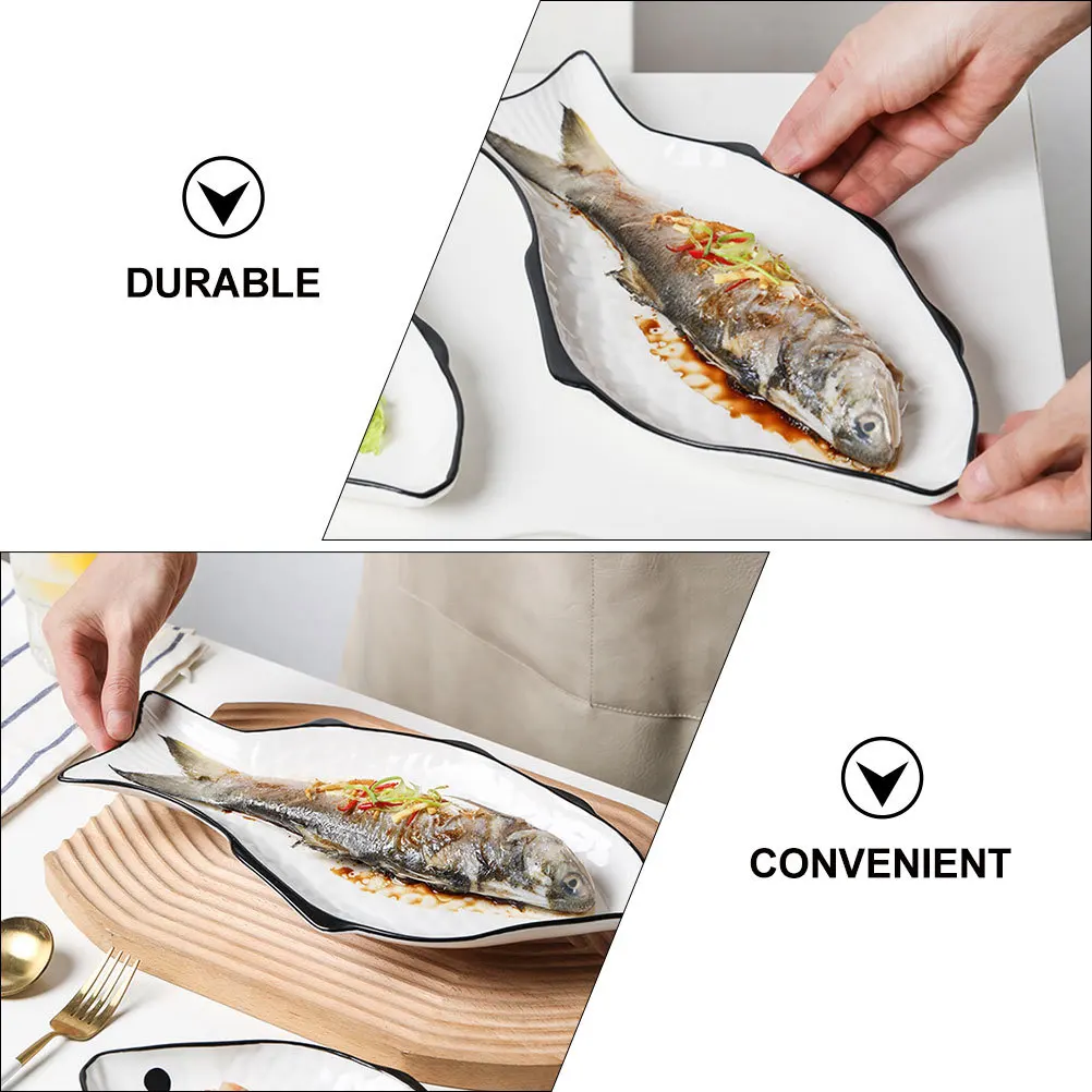 

Ceramic Fish Steaming Plate Creative Design Steamed Fish Holder Practical Kitchen Serving Dish Ceramic Plate