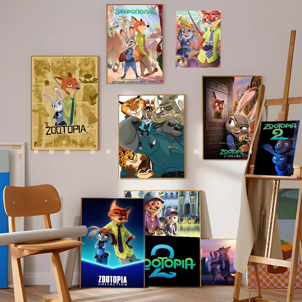 Modern Movie Z-Zootopia Movie Sticky Posters Retro Kraft Paper Sticker DIY Room Bar Cafe Aesthetic Art Wall Painting