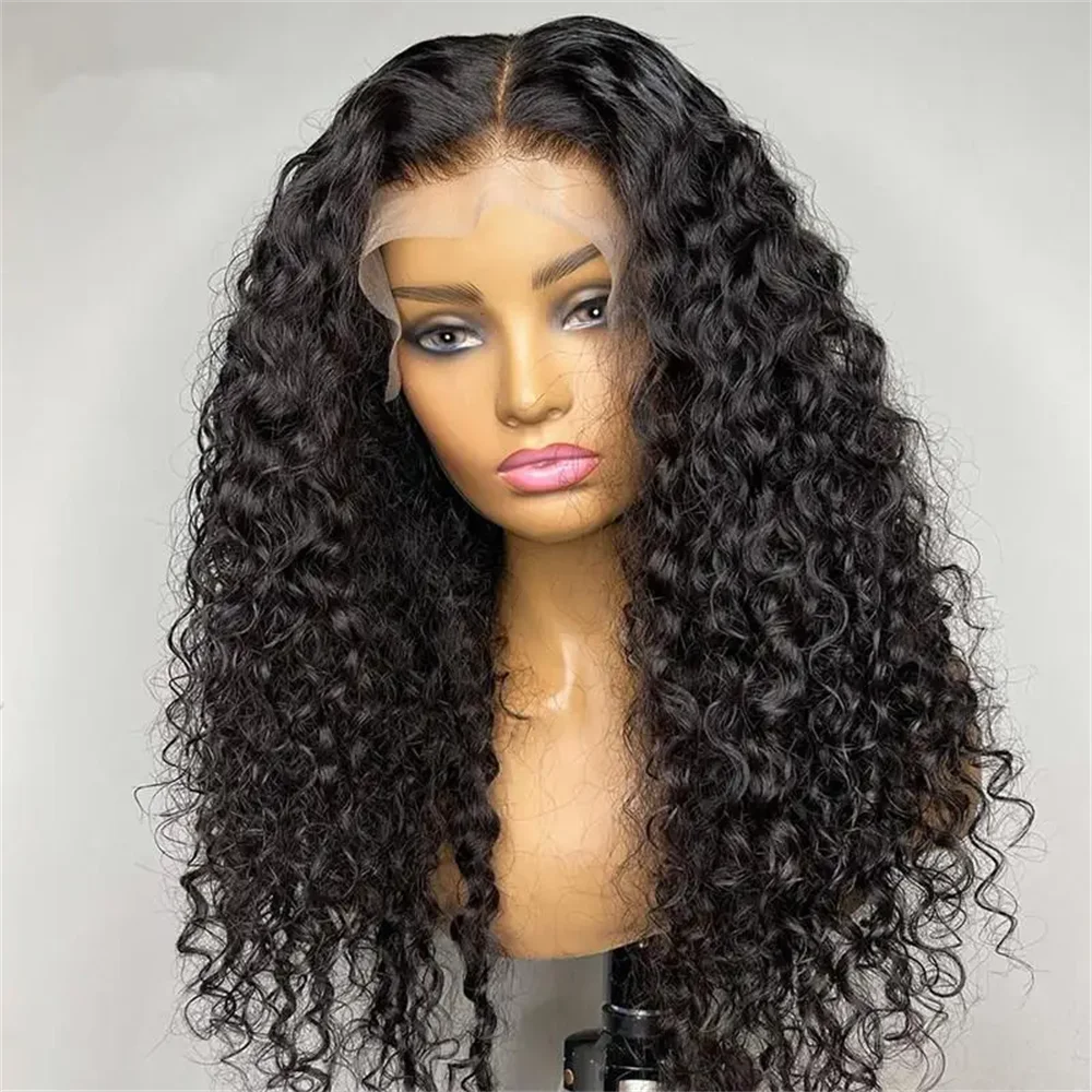 

Natural Black Glueless Soft 26Inch Long Kinky Curly Lace Front Wig For Women With Baby Hair Synthetic Preplucked Glueless Daily