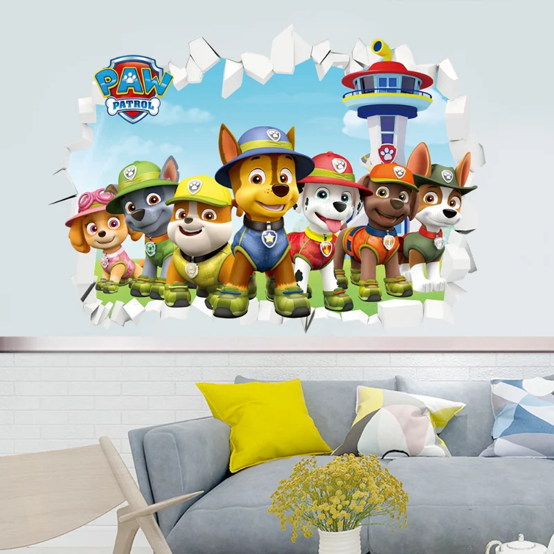 Autocollants Muraux Paw Patrol pour la Décoration de la Maison, Style Anime, Skye Chase, Graffiti Décoré, Cadeau d\'Anniversaire pour Garçon et Fille