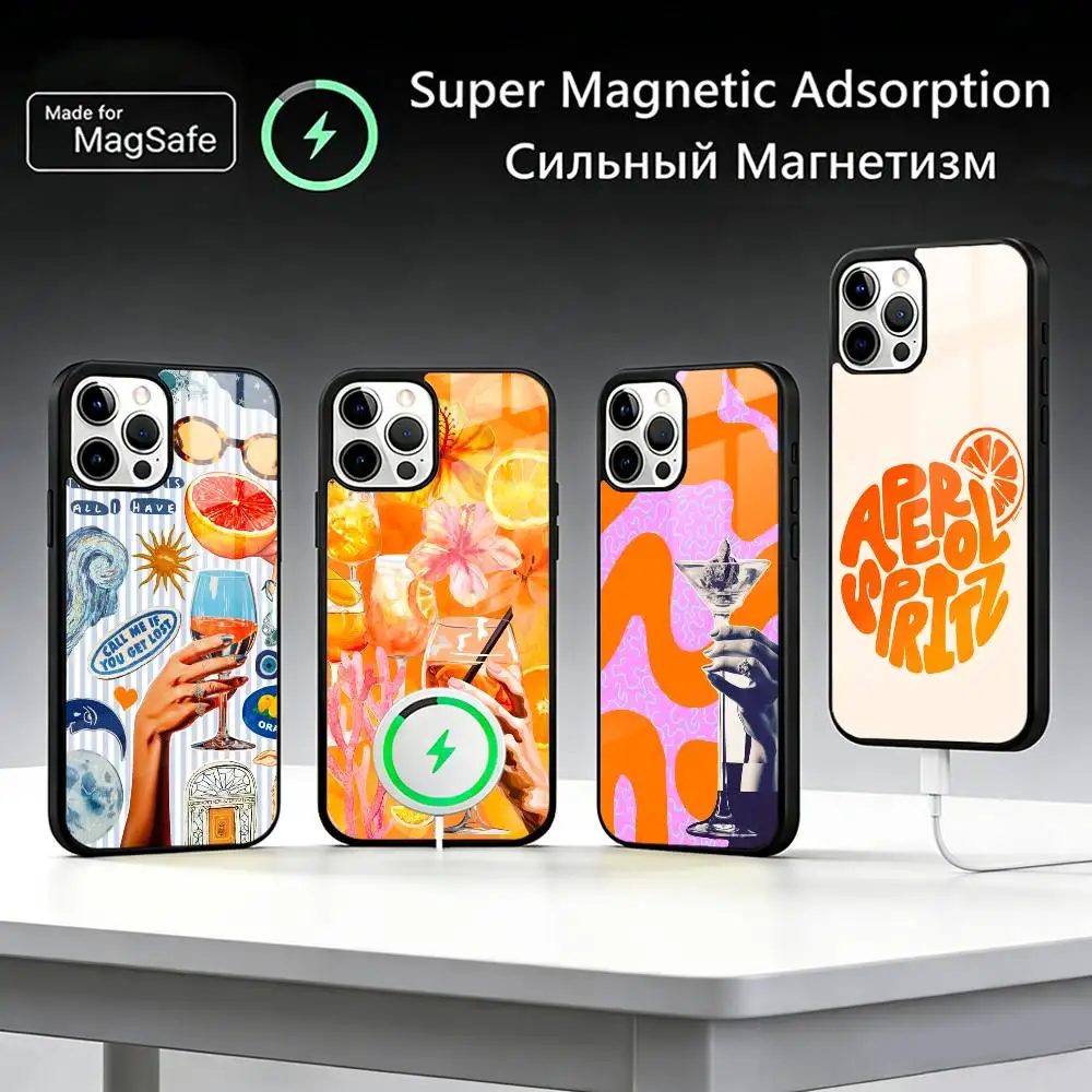 

C-Cocktails Art A-Aperol S-Spritz Phone Case For IPhone17 16 15 14 13 12 11 Plus Pro Max Plus Wireless Charger Cover Funda