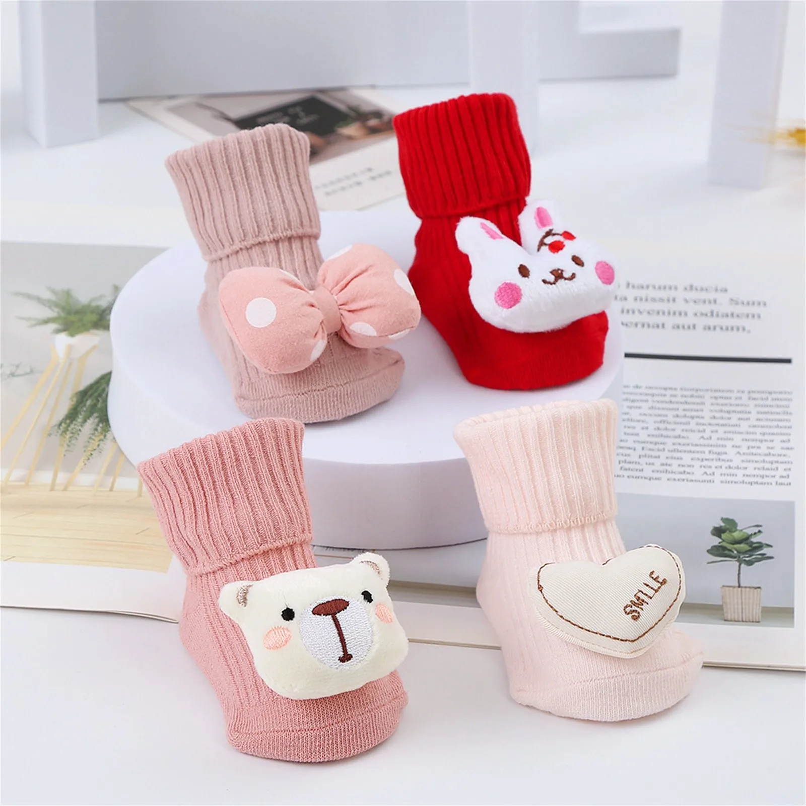 Autumn Winter Cute Baby Socks Warm Cotton Floor Shoes Newborn Non-slip Cartoon Animal Socks For Girls Boys Soft Kids Indoor Boot