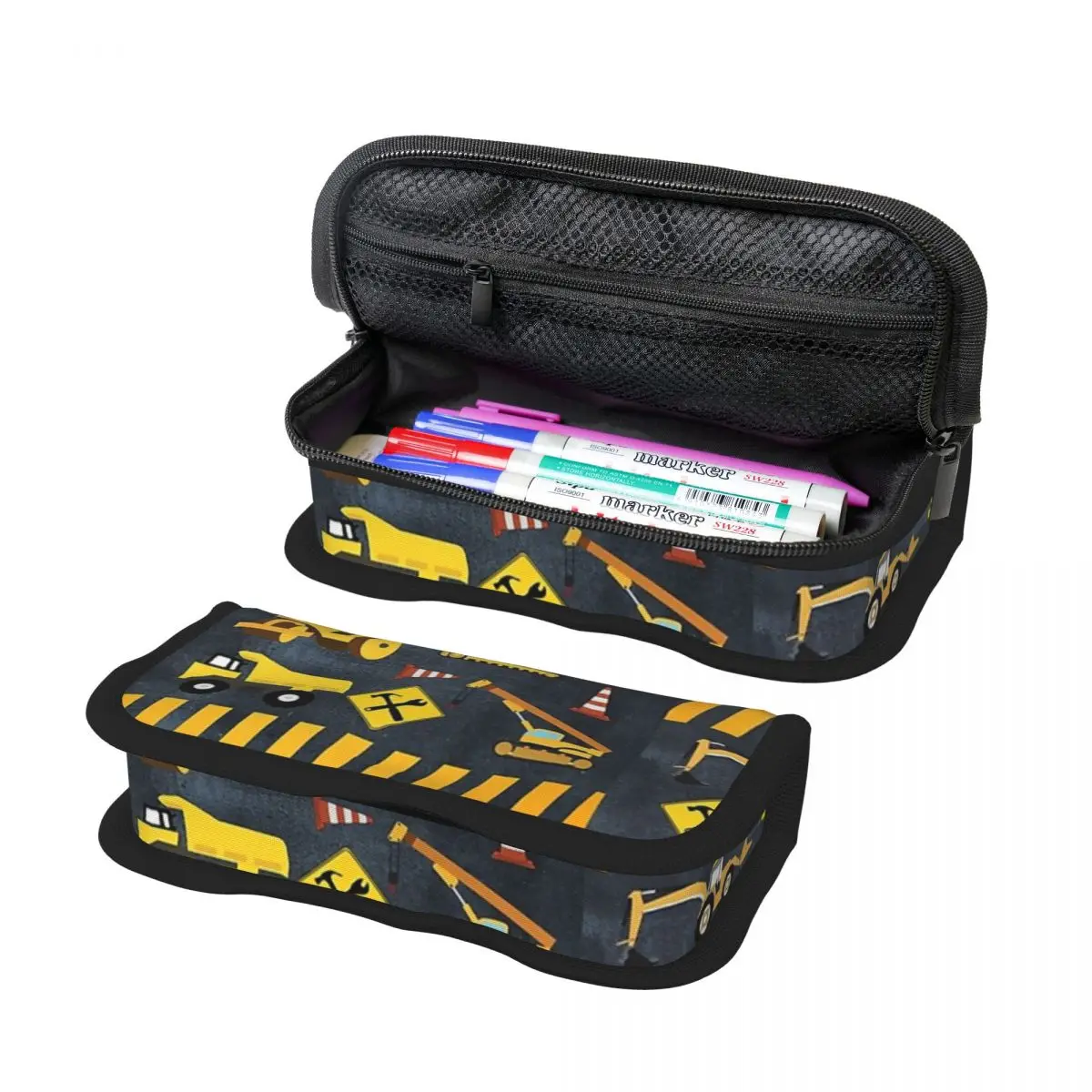 Construction Trucks Heavy Machinery Kids Boy Pencil Case Pen Holder Large Storage Pen Box Pencil Bag for Boy Girl School