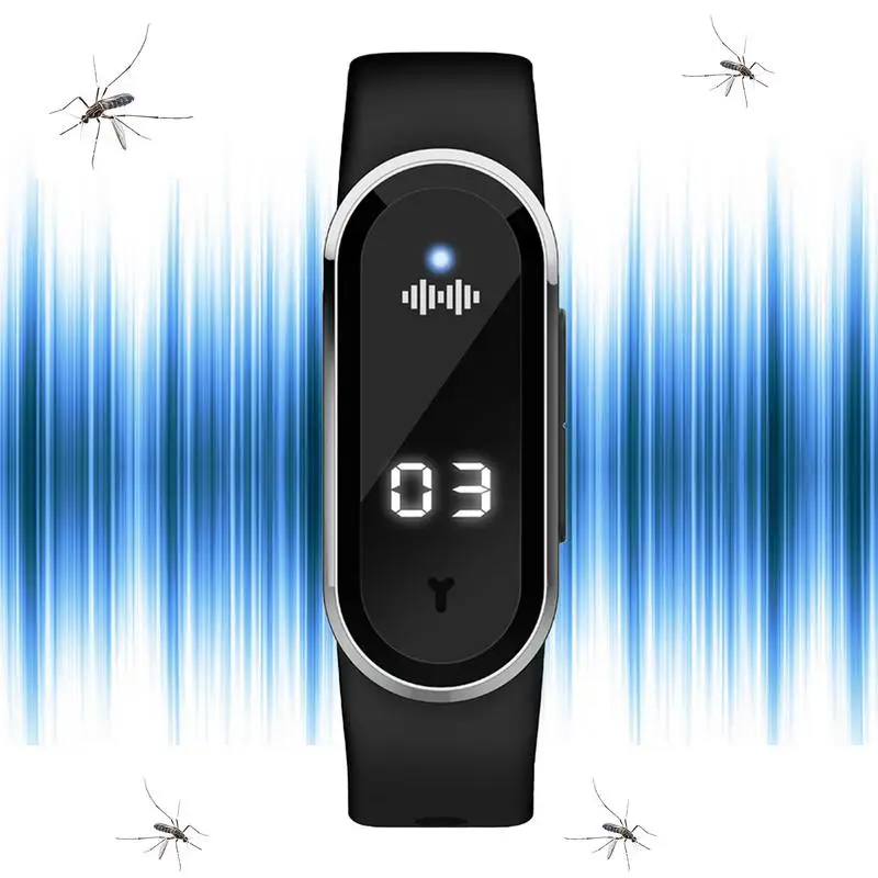 Multifunction Anti Mosquitoes Wrist Band Ultrasonic Bugs Repel Wristband Rechargeable Electronic Bracelet Round Wrist Watch