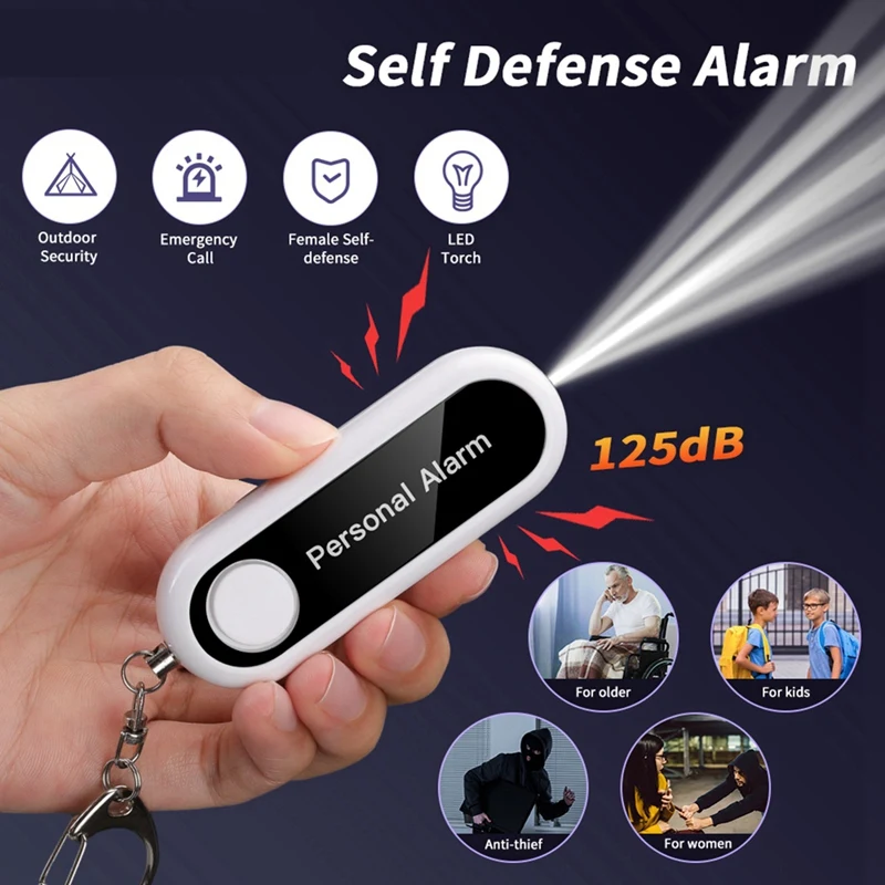 

Personal Alarm Self Defense Alarm 125DB Personal Defenses Siren For Child Women Security Portable Alarm Keychain Easy To Use