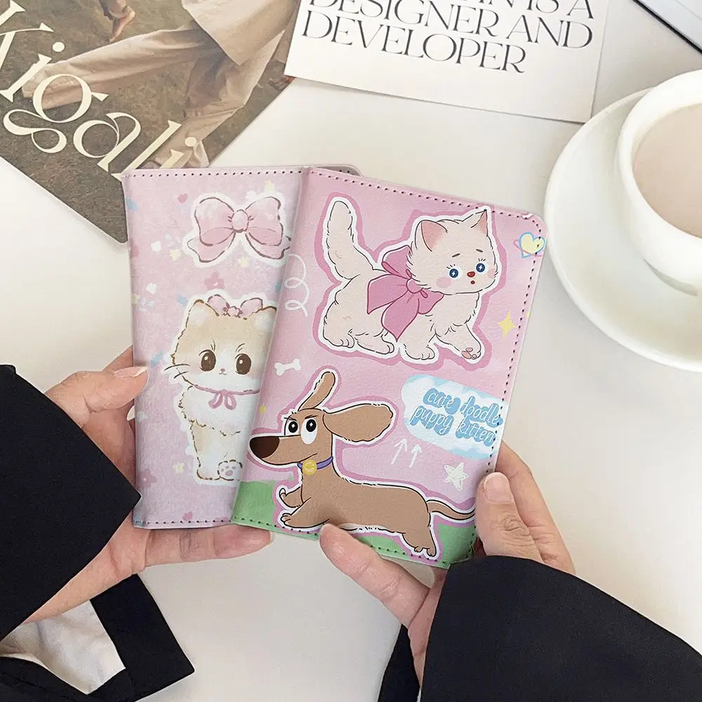 New PU Leather Passport Holder Multi-function Ultra-thin Passport Bag Portable Cartoon Credit Card Wallet