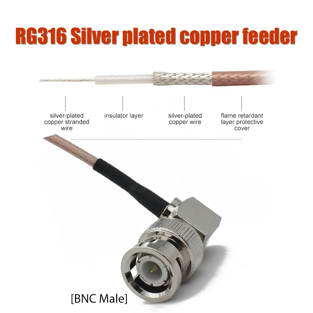 RG316 Q9 BNC male To BNC male 90 Degree Right Angle Cable Coax Jumper Pigtail Crimp Fast Delivery WiFi Antenna Extension Cable