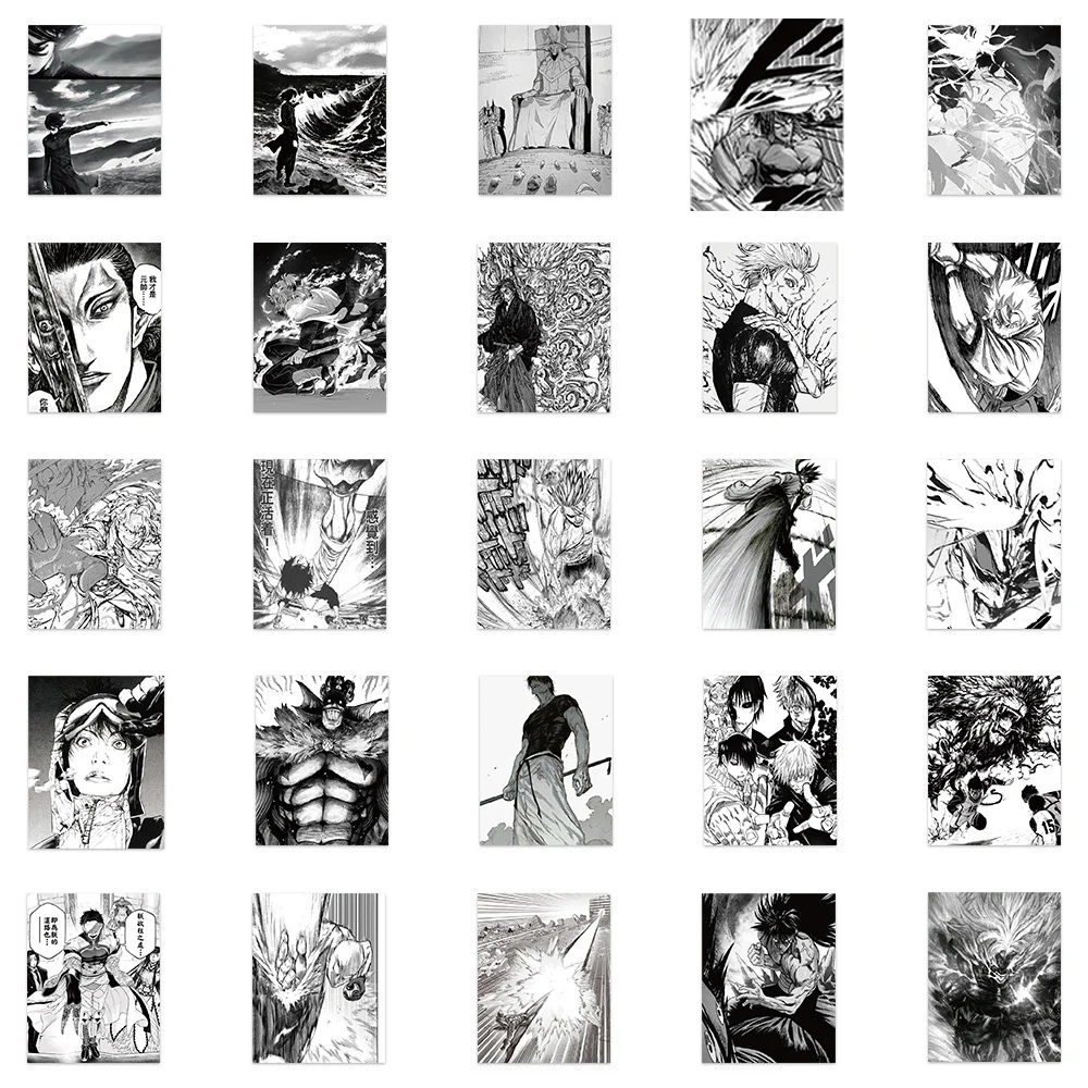 49pcs Black and White Mix Anime Stickers Decals Toys Waterproof Graffiti Skateboard Motorcycle Bike Cool Sticker Packs