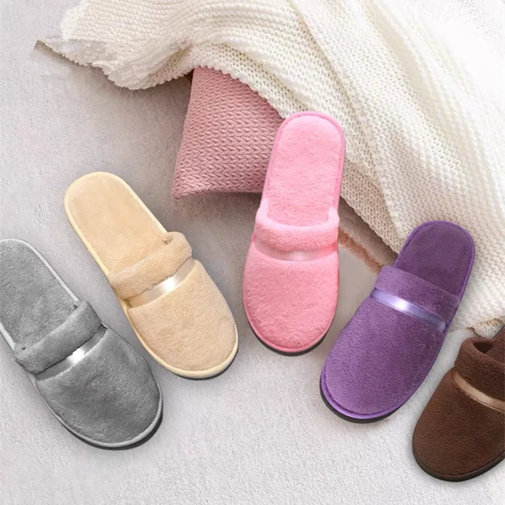 Hot Selling All-inclusive Slippers Hotel Slippers Winter Coral Fleece Slippers Disposable Slippers Solid Unisex Non-slip Soft