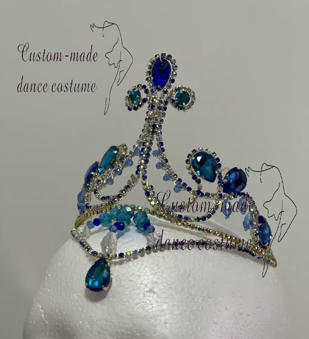 Balletvoorstelling hoofddeksel, Bluebird blauwe kroon, kan worden versierd met veren, professioneel handgemaakt voor ballet.