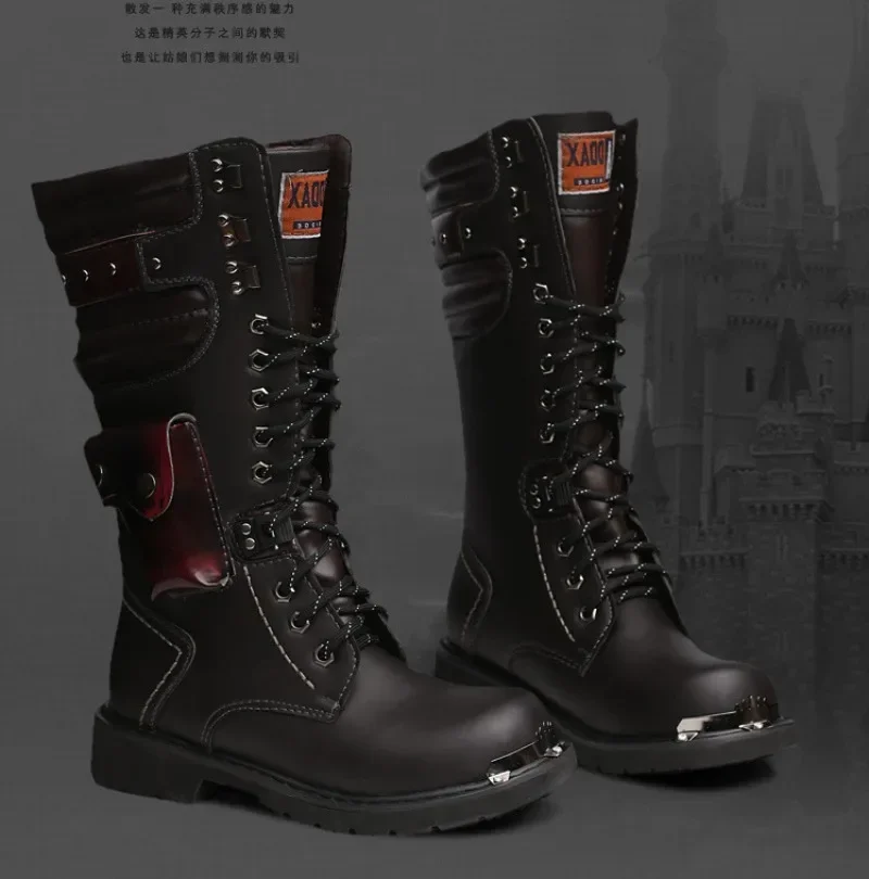 Herren High Top Motorrads tiefel Herbst und Winter Mode Outdoor kollision resistente rutsch feste weiche Sohle lässige Lederstiefel