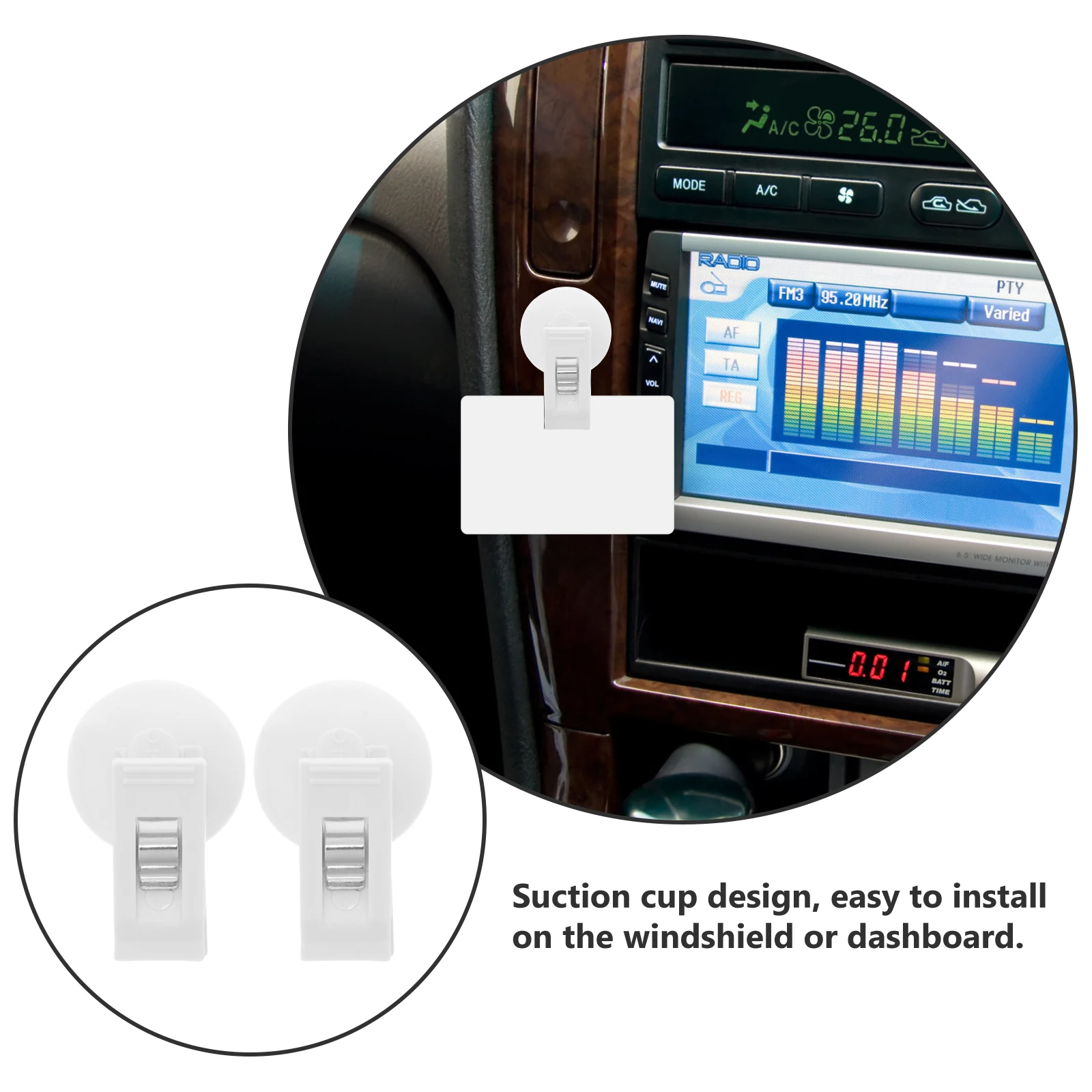 

Glasses Holder Clip White Suction Cup Car Mounted Ticket Storage Clips Parking Permit Holder Document Clamp Car