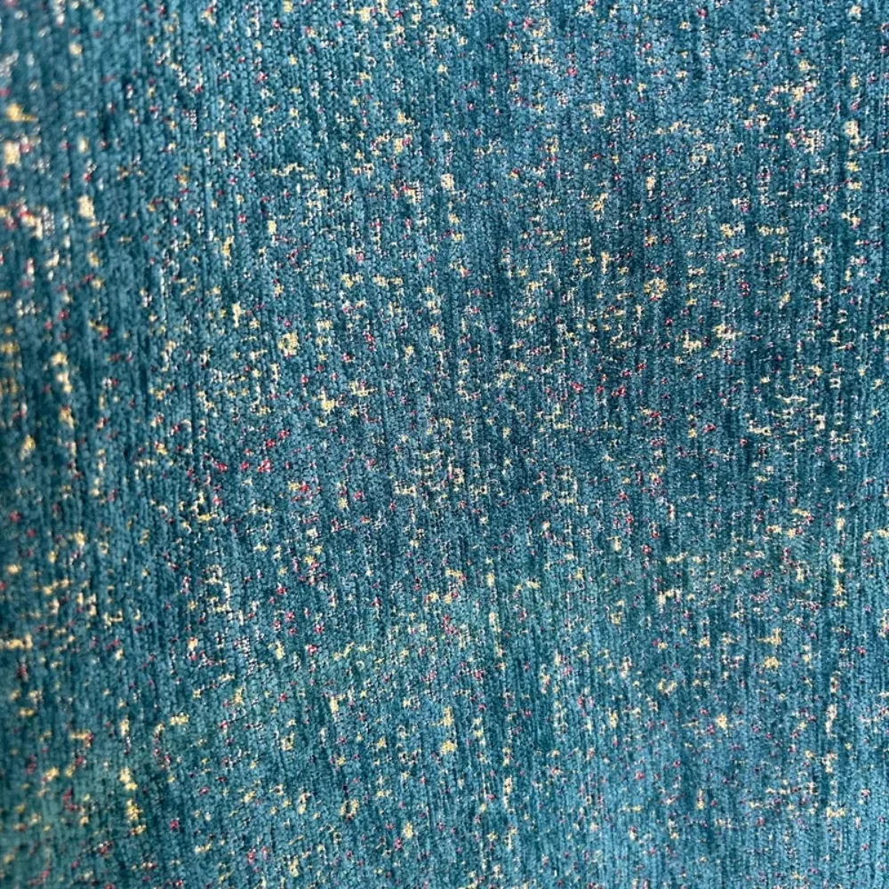 Blue Chenille Jacquard Blackout French Window Balcony Thermal Insulated Privacy Drapes  Curtains for Living Dining Room Bedroom