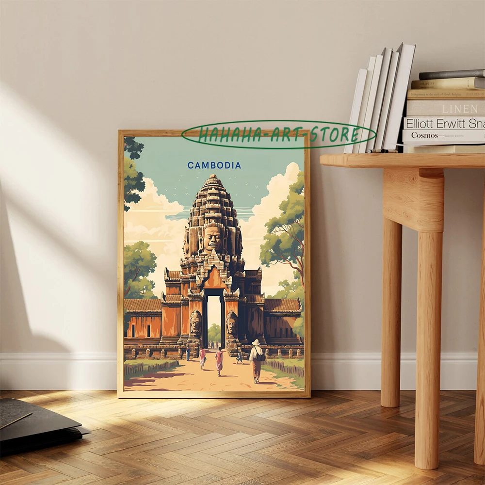 Visit Cambodia Traveling Poster Canvas Printing Cambodia Cities Landscape Aesthetic Prints Home Room Wall Decor Traveling Prints