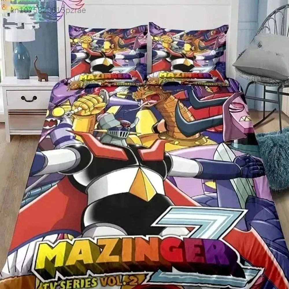 Mazinger Z UFO Robot Grendizer Bedding Set Single Twin Full Queen King Size Bed Set Adult Boys Bedroom Anime Bedding Gift