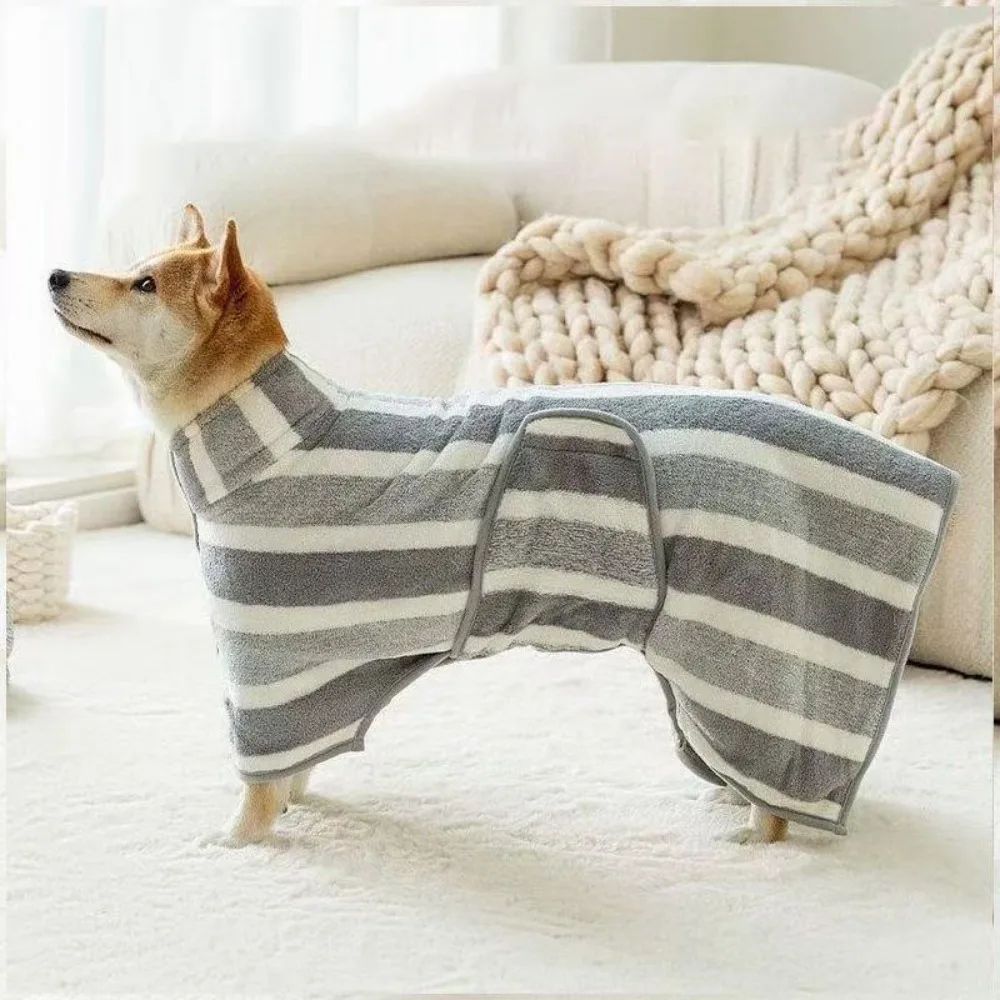 Water Absorption Dog Bathrobe Microfiber Quick Drying Bath Towels Adjustable Hood Double Layer Pet Drying Coat Corgi