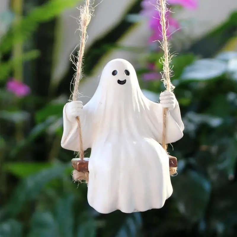 Ghost Rearview Car Decor Halloween Ghost Swing Pendant Rearview Mirrors Decor Cute Car Decor Suspending Charm Swinging Ghost