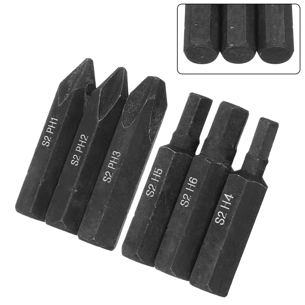 6pcs 8mm Hex Shank Impact Screwdriver Bits Set Alloy Steel Replaceable Magnetic Screwdriver Bits PH1 PH2 PH3 H4 H5 H6 36mm