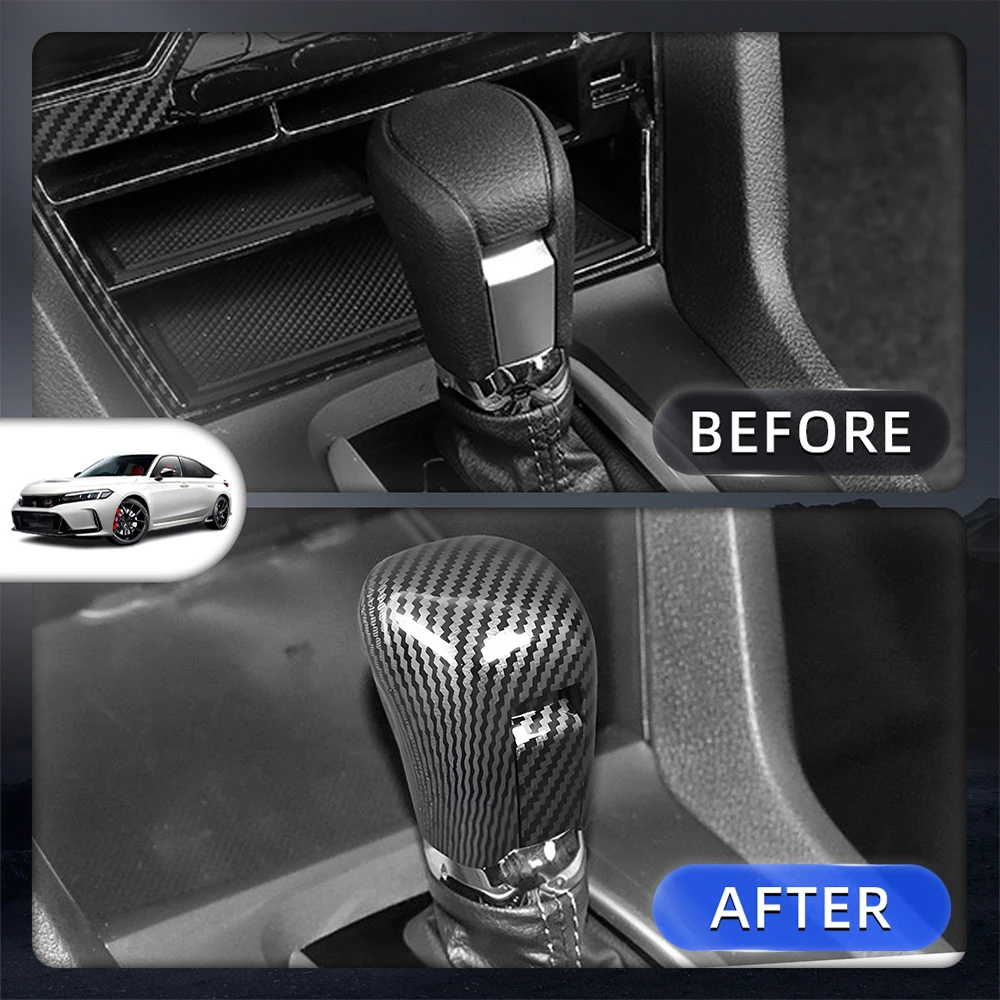 Carbon Fiber Auto Schalthebel Hebel Schutz ABS Knopf Kopf Abdeckung Trim Innen Zubehör Für 10th Gen Honda Civic 2016-2021 – Detail 6
