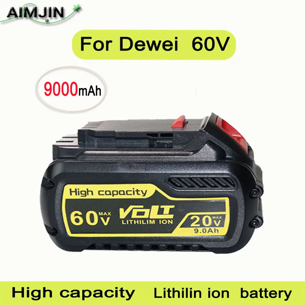 

60V 9000mAh MAX Battery, Replacement for Dewei DCB606 DCB609 DCB612 Work with All 20V/60V/120V Cordless Power Tools