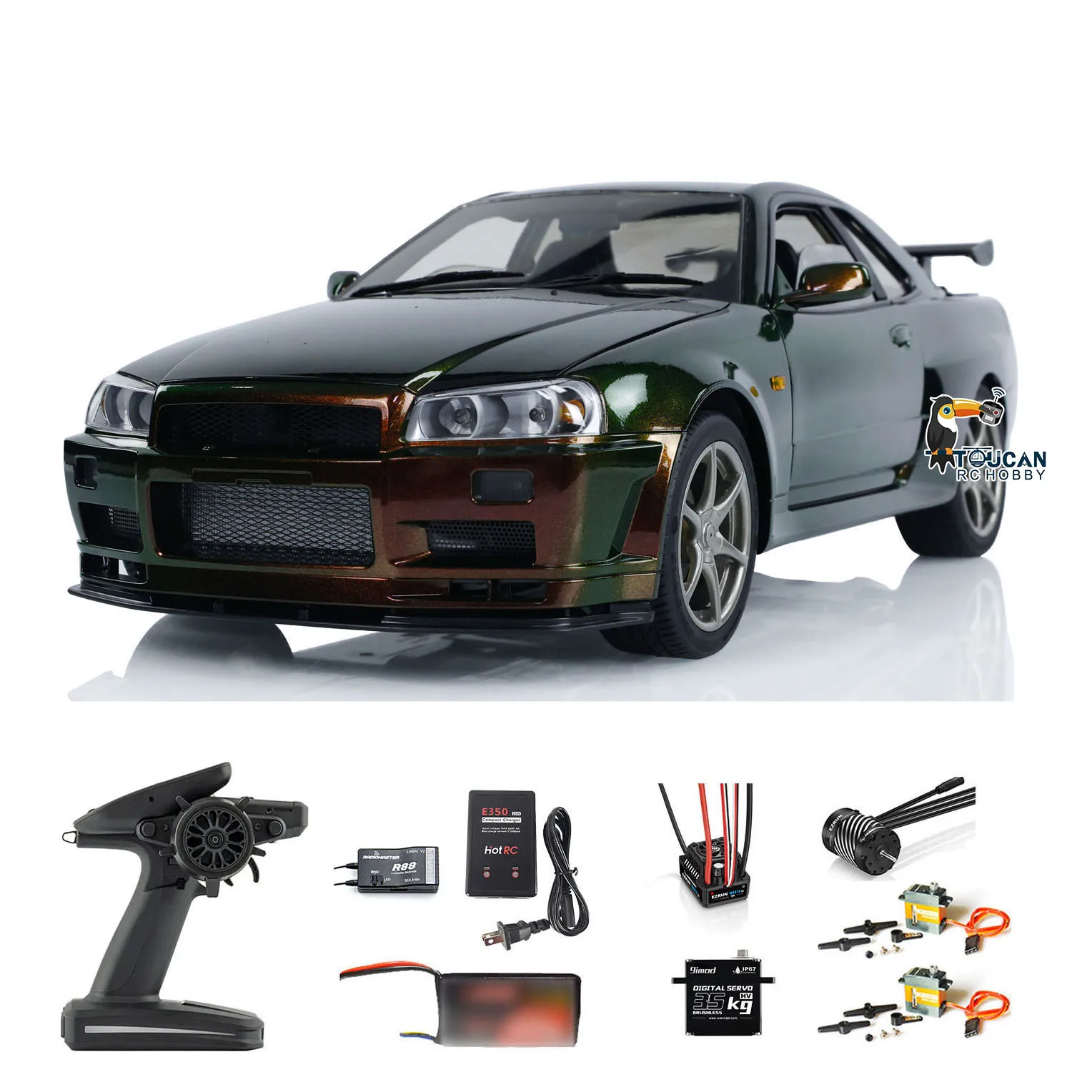 RTR Capo High Speed 1/8 Racing Drift Cars Metal 4x4 Remote Control R34 2-Speed Transmission Model Brushless Toy Light Fun Gift