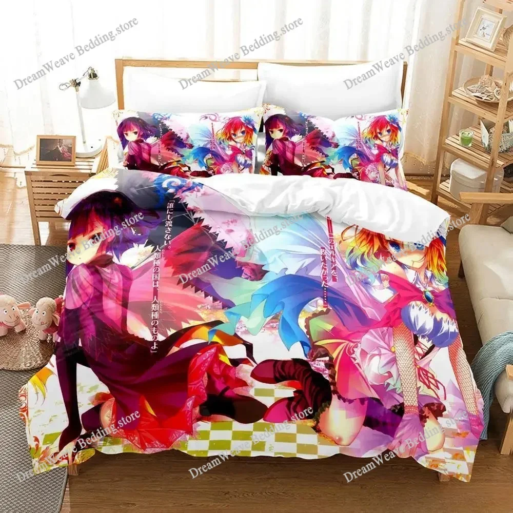 

3D Printed Anime No Game No Life Bedding Set Boys Girls Twin Queen Size Duvet Cover Pillowcase Bed Kids Adult Home Textileextile