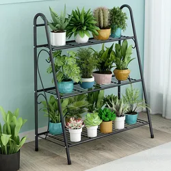 3 Layers Flower Pots Holders Iron Floor Stand Shoe Storage Display Shelf For Household Living Room Balcony Indoor Garden Decor