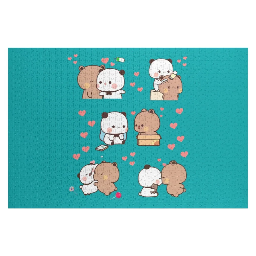 Bear and Panda Bubu Dudu Balloon Jigsaw Puzzle Wooden Boxes Personalized Wooden Name Jigsaw Custom Personalized Toys Puzzle