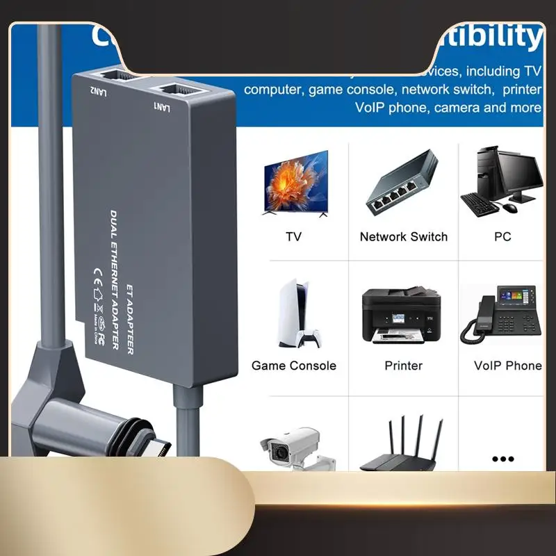 For Starlink 2 Ports Ethernet Adapter For Dish Antenna Satellite Internet V2 Powerline For Wired External Network GEN2-N36R