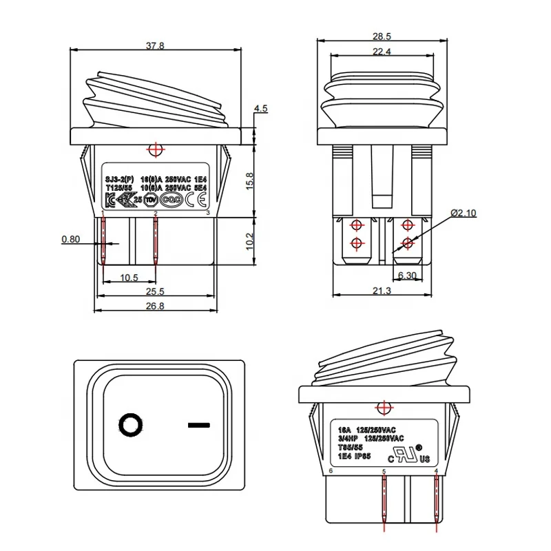 Wintai-tech waterproof toggle switch 12v dbdt rocker switch 12v waterproof rocker switch 1PCS