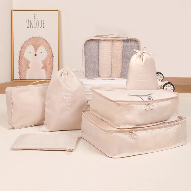 مجموعة مكونة من 8 قطع من حقائب تخزين الأمتعة القابلة للطي والسفر، منظم ملابس السفر، مكعبات التعبئة، حقيبة تنظيم فرز الملابس المحمولة #2