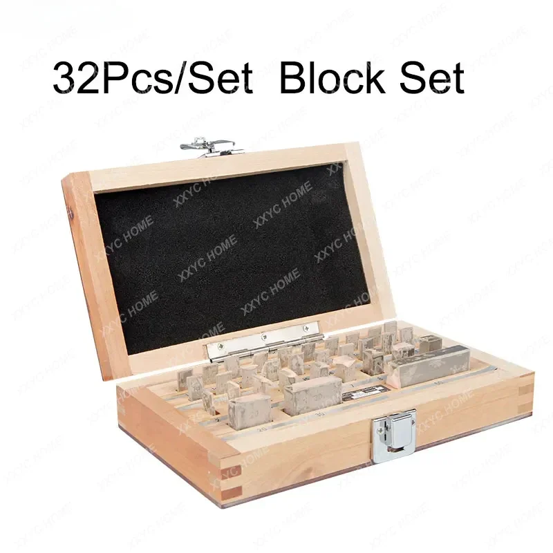 Block Gauge 32Pcs/Set 1 Grade 0 Grade Caliper Block Gauge Inspection Block Gauge Measurement Instruments