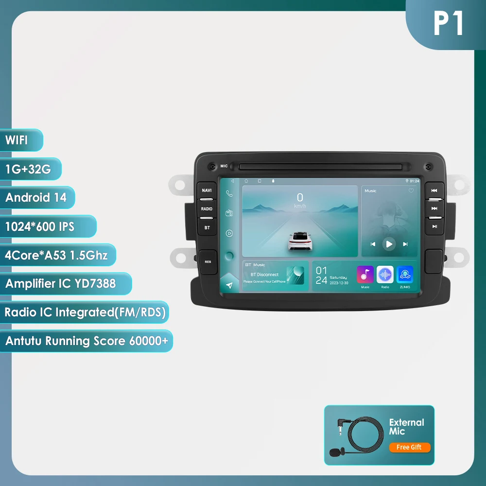 Hizpo 7 Inch autoradio voor Renault Dacia Duster Sandero Captur Xray Logan 2 Symbol Dokker CarPlay Android Auto 2din Intelligente multimediaspeler GPS RDS DSP