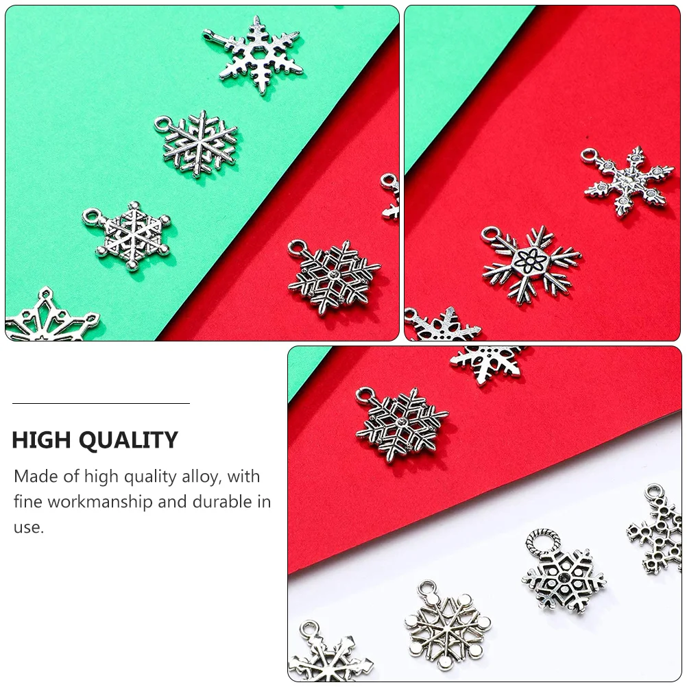 20 Pcs Snowflake Pendants Christmas Jewelry Making Accessory Xmas DIY Accessories