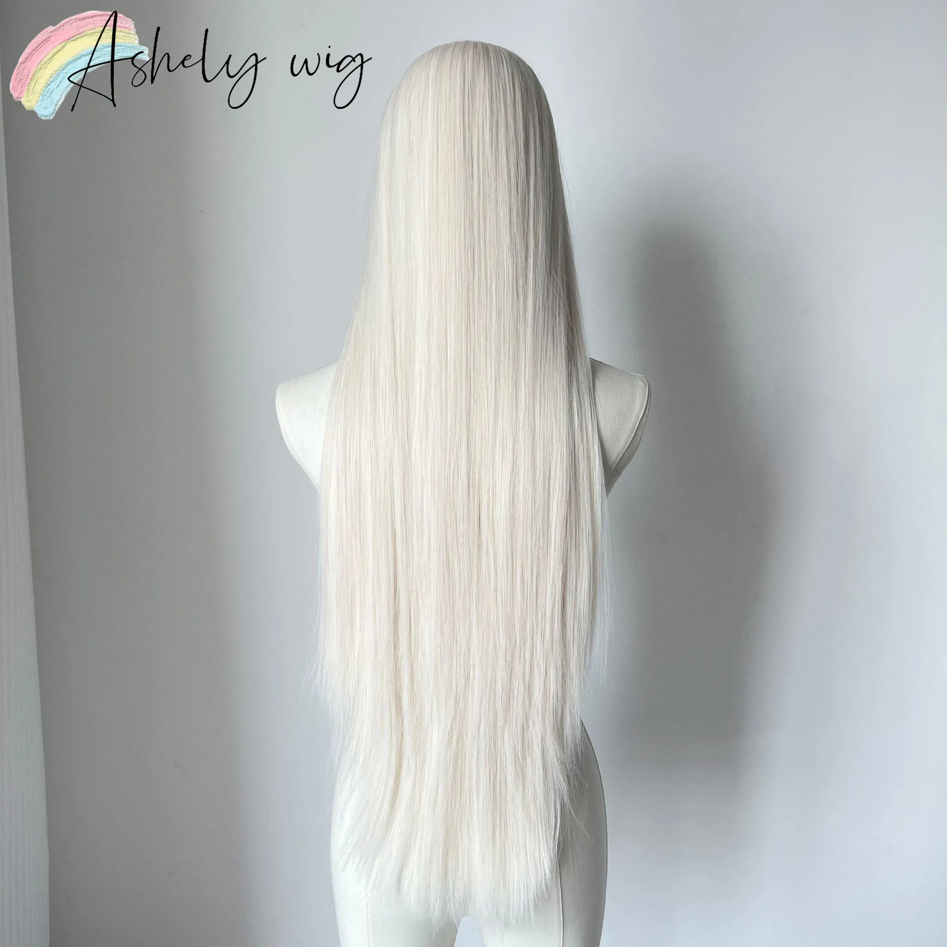 Milky White Wig with Sideburns 85cm Long Wavy Hair Lolita Cute Synthetic Wigs High Temperature Fibers Natural Wigs for Cosplay