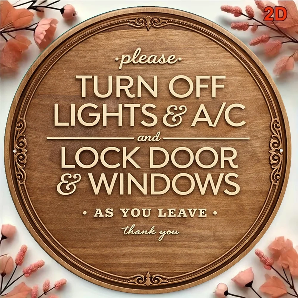 2D vintage wooden Round reminder sign that reads, 