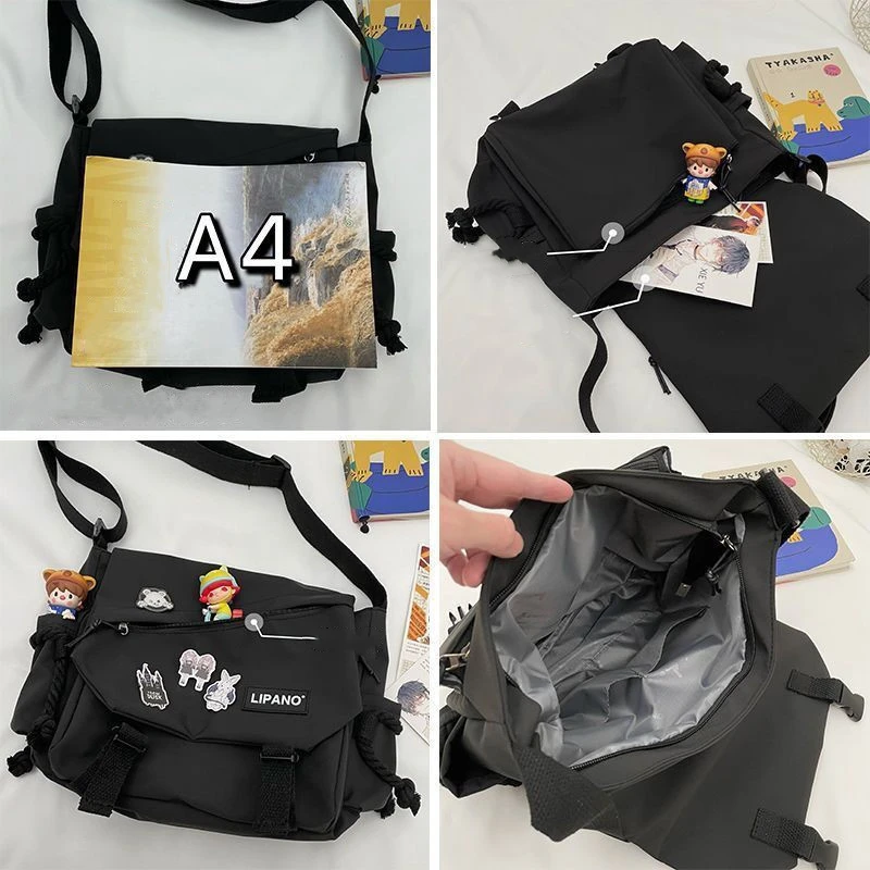 Nuove borse in Nylon borsa a tracolla borse a tracolla di grande capacità per adolescenti ragazze uomini Harajuku Messenger Bag borse da scuola per studenti