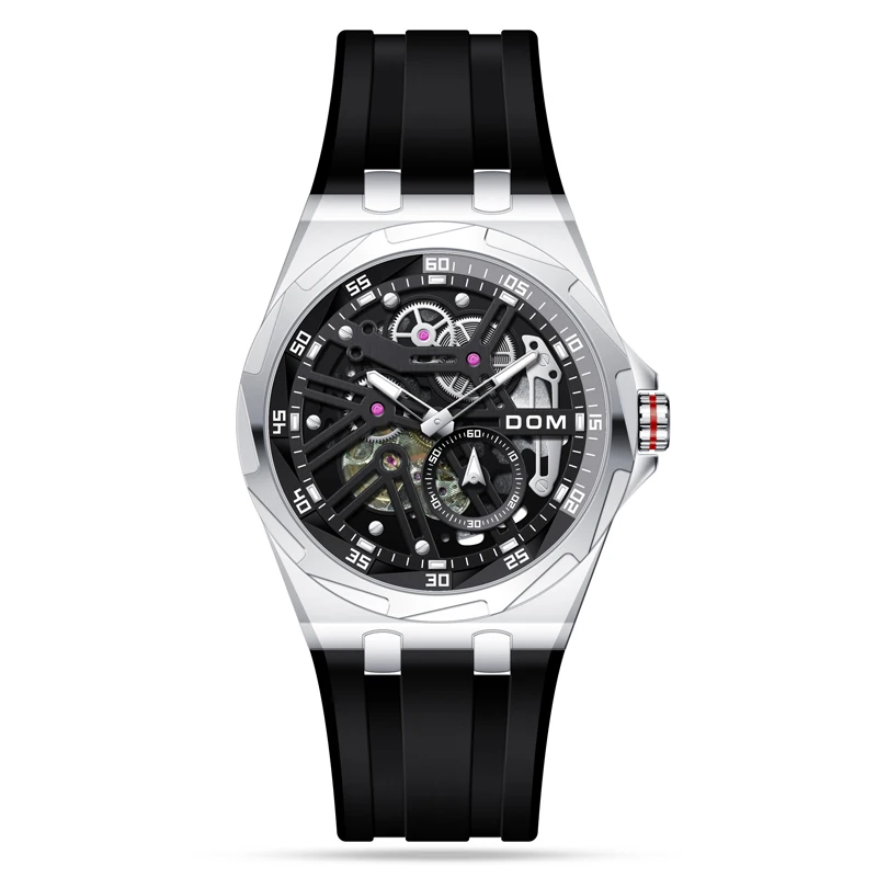 DOM Mechanical Automatic Watch Leisure Business High Luxury High quality men\'s watch Men\'s Mechanical watchSilver