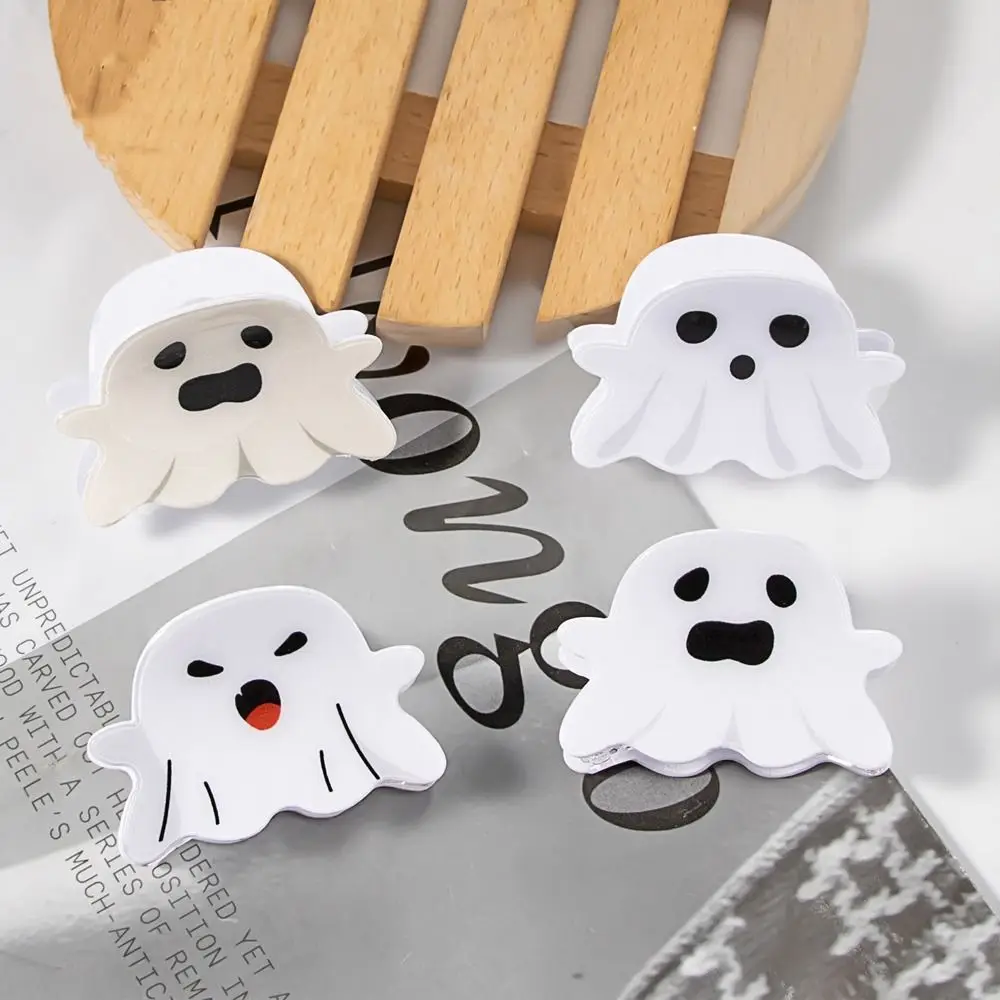 

Creative Halloween Ghost Hair Claw Acrylic Expressions Halloween Hair Clip Geometric Shark Clip Ghost Shark Clip Female